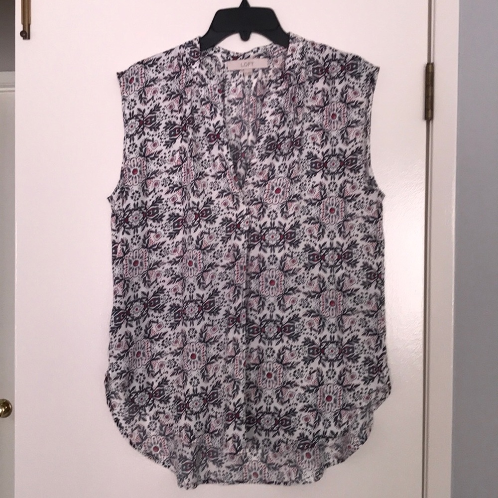 Loft sleeveless split-neck blouse